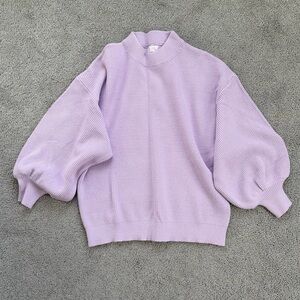 Pink Lily Lavender Balloon-Sleeve Turtleneck Sweater